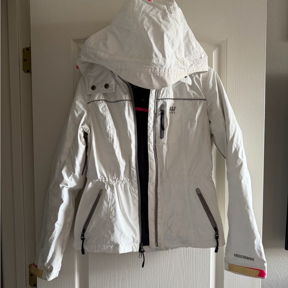 Abercrombie White Hooded Ski Jacket